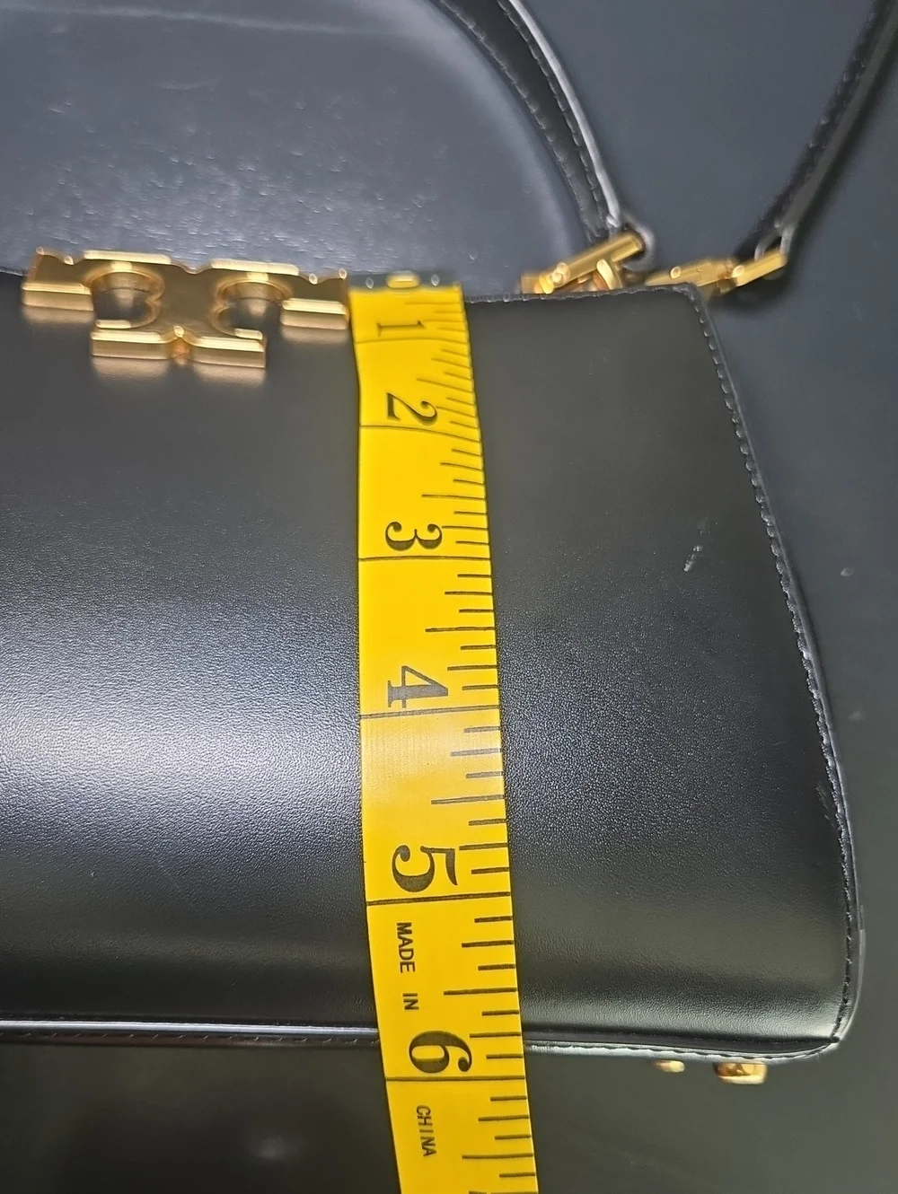 Tory Burch Mini Eleanor Satchel Bag Black Gold Toned Hardware Elegant Purse
